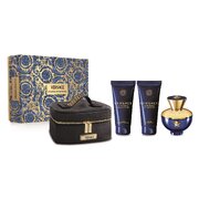 Versace Dylan Blue pour Femme dāvanu komplekts, aromatizēts ūdens 100ml + dušas želeja 100ml + ķermeņa losjons 100ml + kosmētikas somiņa