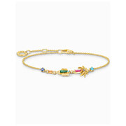 Thomas Sabo A2150-488-7-L19V Gold-plated bracelet w. cactus palm and coloured stones