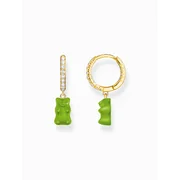 Thomas Sabo CR726-414-6 Gold single hoop earrings w. green Goldbears 