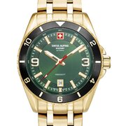 Swiss Alpine Military 7034.1118 Mens Watch Sierra gold green 42mm 10ATM