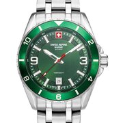 Swiss Alpine Military 7034.1134 Mens Watch Sierra silver green 42mm 10ATM