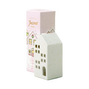 Paddywax Incense Holiday Village Ceramic - balta māja 20 vīraka čiekuriem - Teakwood Tobacco
